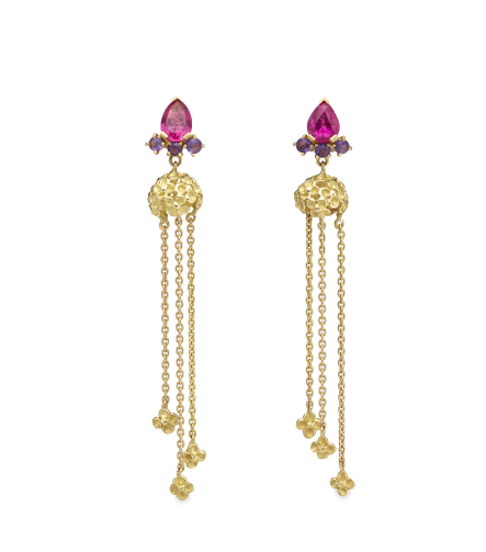 Boucles d'oreilles Jardin coloré -Anais Rheiner - or jaune - tourmalines- diamants