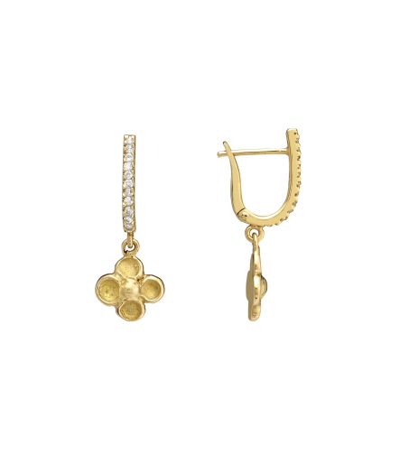 Boucles d'oreilles Pétales de cerisier creatrice Anais Rheiner or jaune 18 carat et diamants
