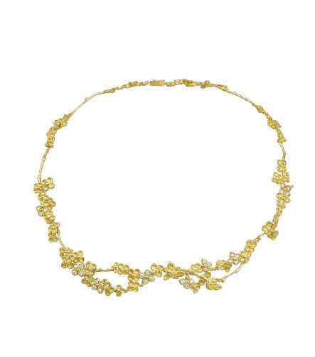 Collier Parfum délicat -Anais Rheiner - 18 carat yellow gold chiseled and adorned with diamonds