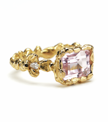 Anais Rheiner Bague Tendresse d’aurore or jaune 18 carat Morganite et diamants