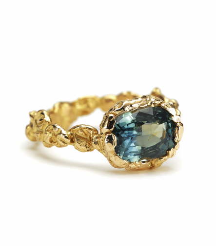 Anais Rheiner Bague Rayons célestes or jaune 18 carat saphire bleu vert