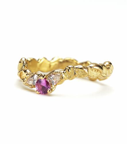 Anais Rheiner bague Épis de lumièr or jaune 18 carats saphir rose et diamants