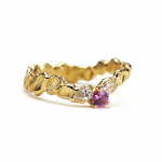 Anais Rheiner bague epis de lumiere or jaune 18 carats saphir rose et diamants