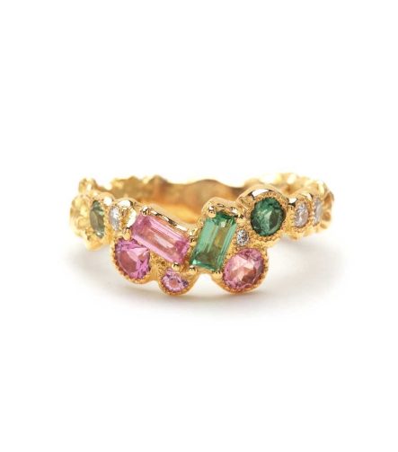Bague - or jaune - tourmalines roses -diamants - liberte cherie -Anais Rheiner