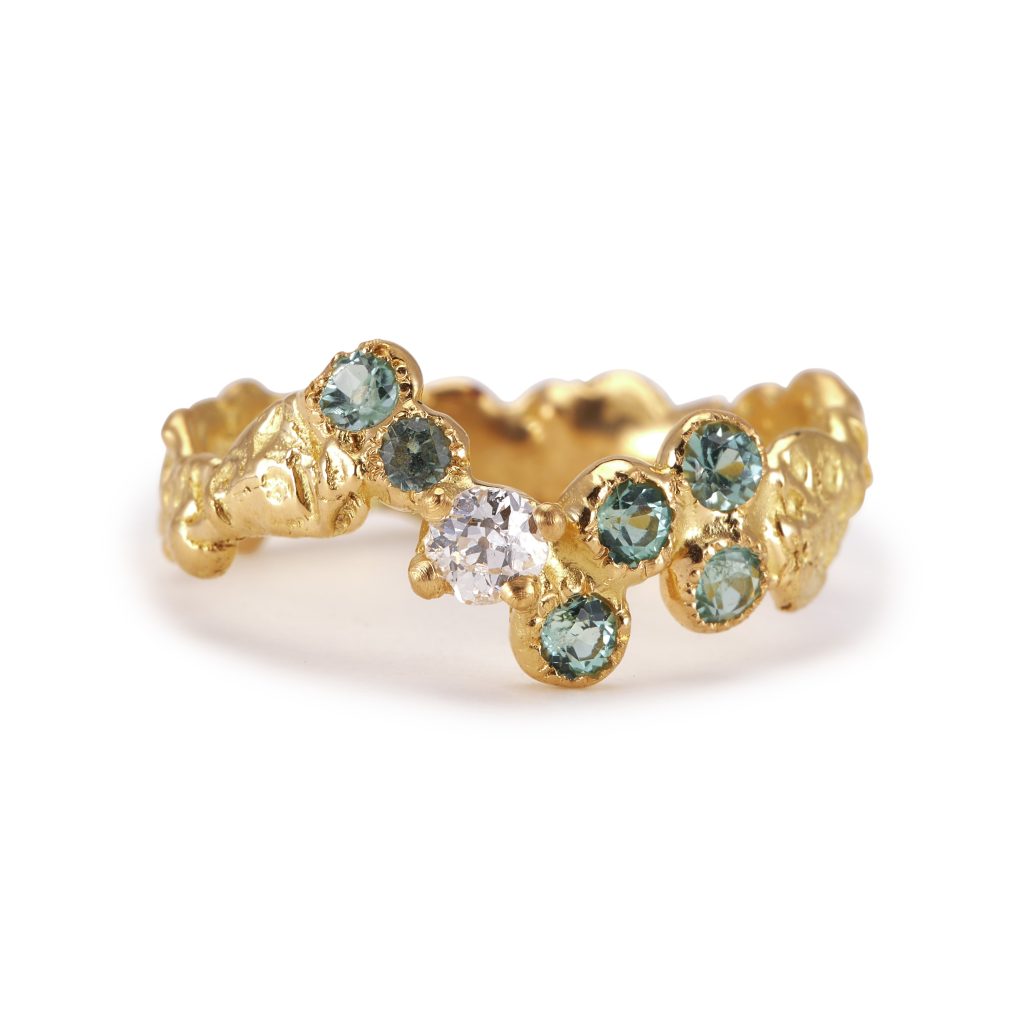Éclats de paradis bague diamant et tourmalines Anais Rheiner joaillerie