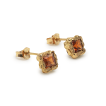 ORANGE SPESSARTITE STUDS PAIR RECYCLED GOLD 18CT