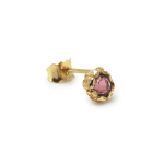 PINK TOURMALINE STUD SINGLE RECYCLED GOLD 18CT