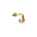 MINI SINGLE HOOP 18CT  RECYCLED YELLOW GOLD 3 ORANGE SAPPHIRE