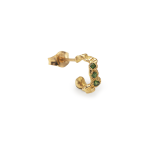 MINI HOOP SINGLE  RECYCLED YELLOW GOLD 18CT 3 GREEN TSAVORITE