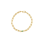 GREEN EMERALD CHAIN BRACELET 19 CM  RECYCLED YELLOW GOLD 18CT