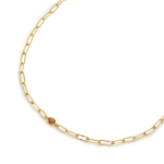 ORANGE SPESSARTITE CHAIN NECKLACE RECYCLED YELLOW GOLD 18CT