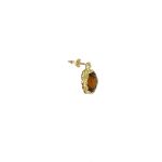SINGLE PENDANT EARRING  RECYCLED YELLOW GOLD 18CT ORANGE HESSONITE